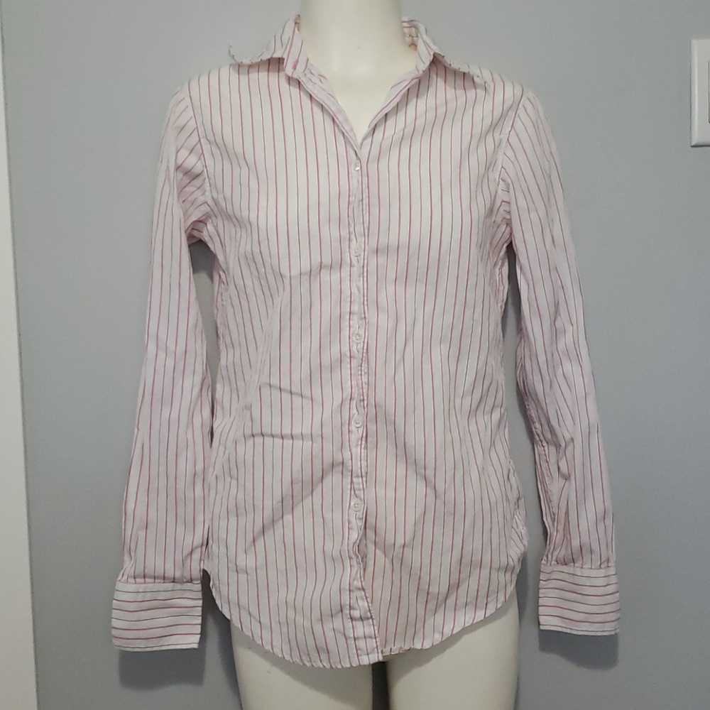 GAP Career Button-Up Blouse Office Chic Pinstripe